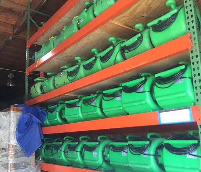 Air movers clean and ready at SERVPRO warehouse